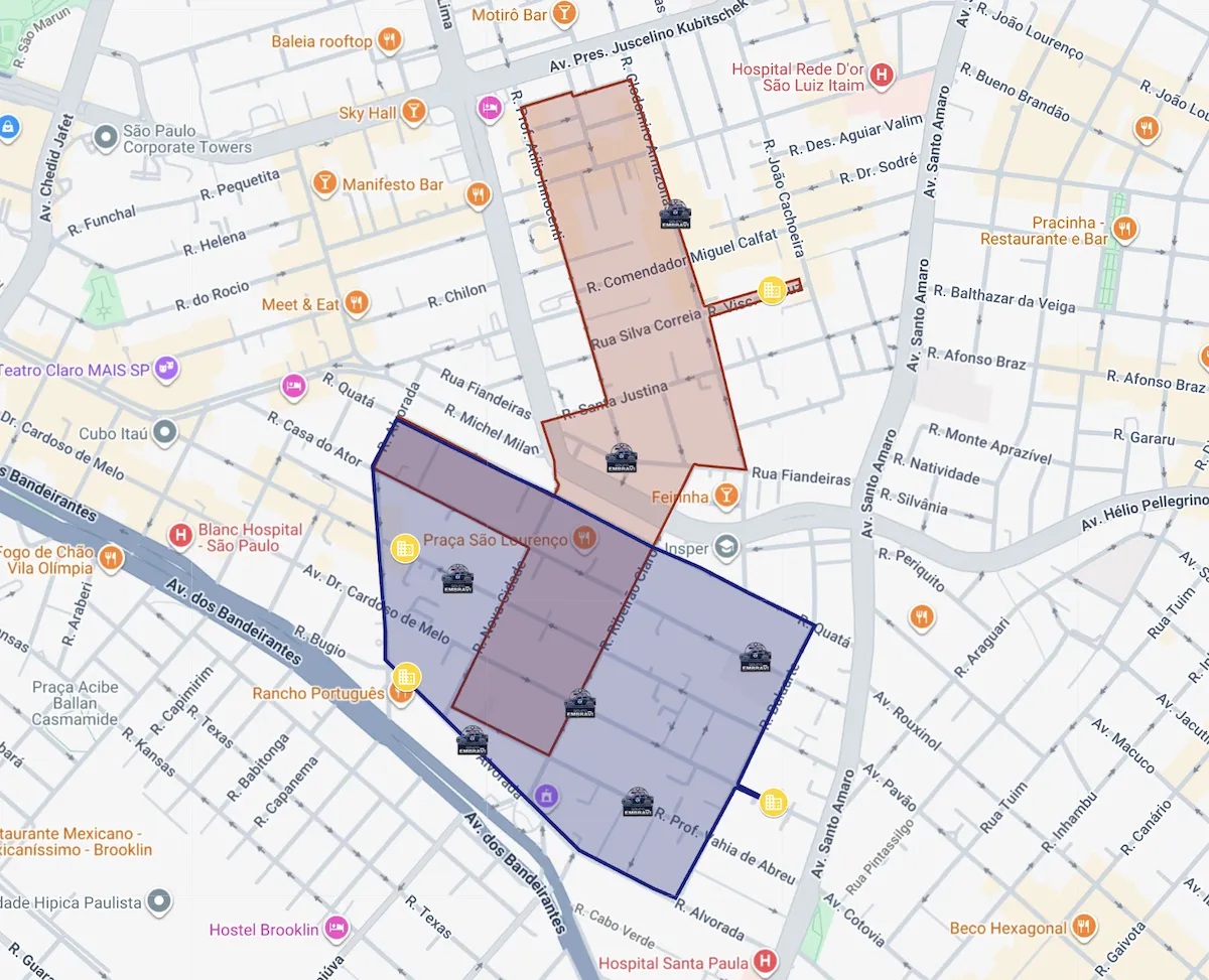 Mapa perimetral do Projeto Vila Olímpia